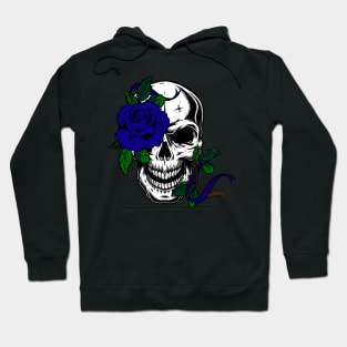 SKULL WITH BLUE ROSE 02 Hoodie